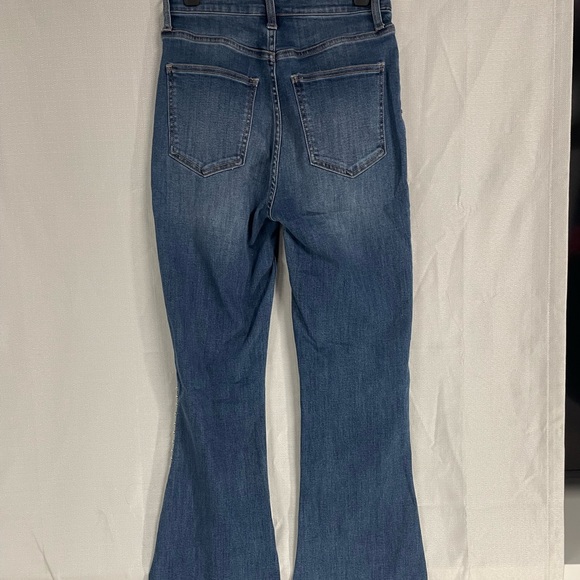 Fashion Nova  flare blue jeans with silver beads on trim, party pants size 3 - Picture 5 of 6